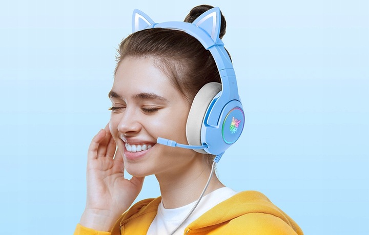 ONIKUMA GAMINGOWE SŁUCHAWKI PRZEWODOWE NAUSZNE K9 Z KOCIMI USZAMI 2,2M