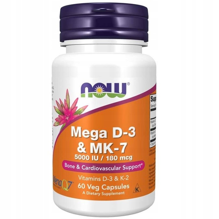 Now Foods Witamina D3 4000 IU & K2 MK-7 180 µg 60 kaps Mózg Serce Kości