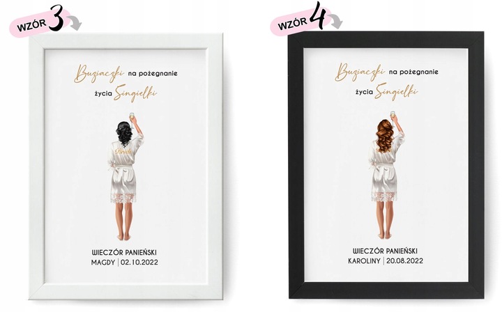 Ramka WIECZÓR PANIEŃSKI na odcisk ust PLAKAT A4