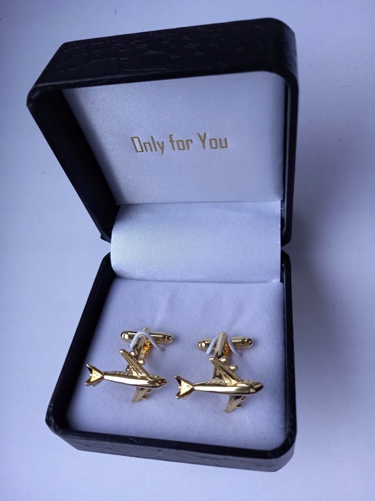 Złote spinki do mankietów Exciting Samolot Boeing Embraer Bombardier Airbus