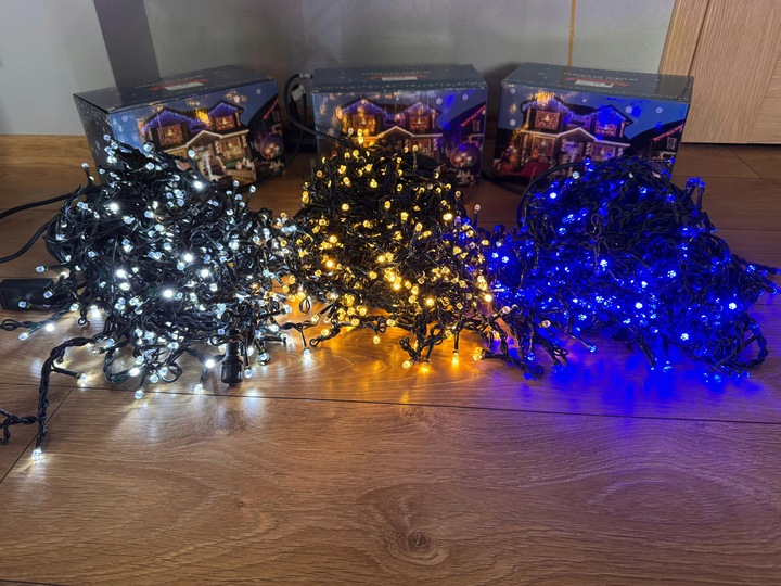 Sople 440 LED Girlanda Biała Zimna Flash Zewnętrzna IP44 31,7m gruby przewó