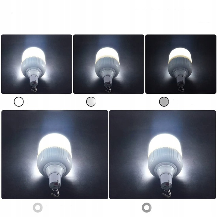 LAMPA KEMPINGOWA ŻARÓWKA LED LAMPKA DO NAMIOTU Z HACZYKIEM I AKUMULATOREM