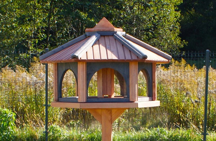 Karmniki dla ptaków do ogrodu tik antracyt KW50