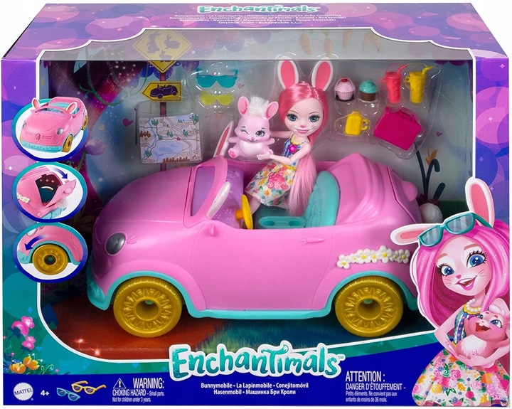 ENCHANTIMALS KRÓLICZKOWÓZ auto dla lalek + LALKA