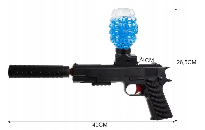 PISTOLET KARABIN AUTOMATYCZNY NA KULKI ŻELOWE AKUMULATOR OKULARY + KULKI
