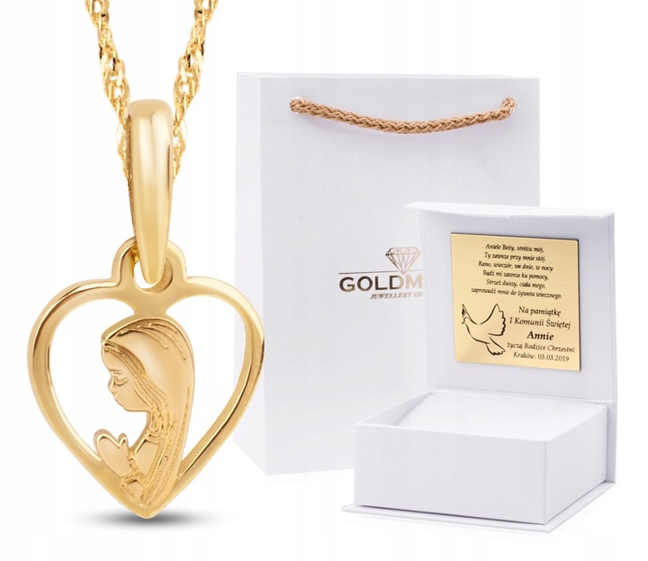 ZŁOTY MEDALIK ŁAŃCUSZEK CHRZEST KOMUNIA ŚWIĘTA 585