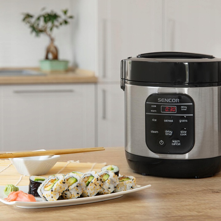Garnek do gotowania ryżu warzyw RYŻOWAR 0,6L 360W srebrny Sencor SRM 0650SS