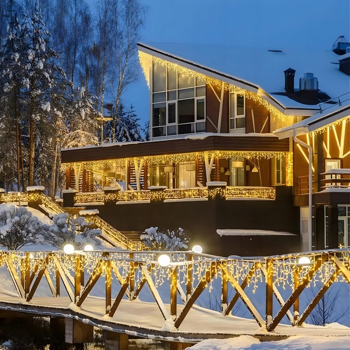 LAMPKI KURTYNA ŚWIATEŁKA ŁAŃCUCH ŚWIĄTECZNE ZEWNĘTRZNE 300 LED 12M CIEPŁA