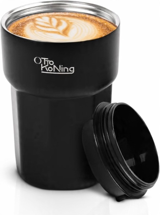 Kubek termiczny Otto Koning 350ml stalowy czarny do kawy i podróży