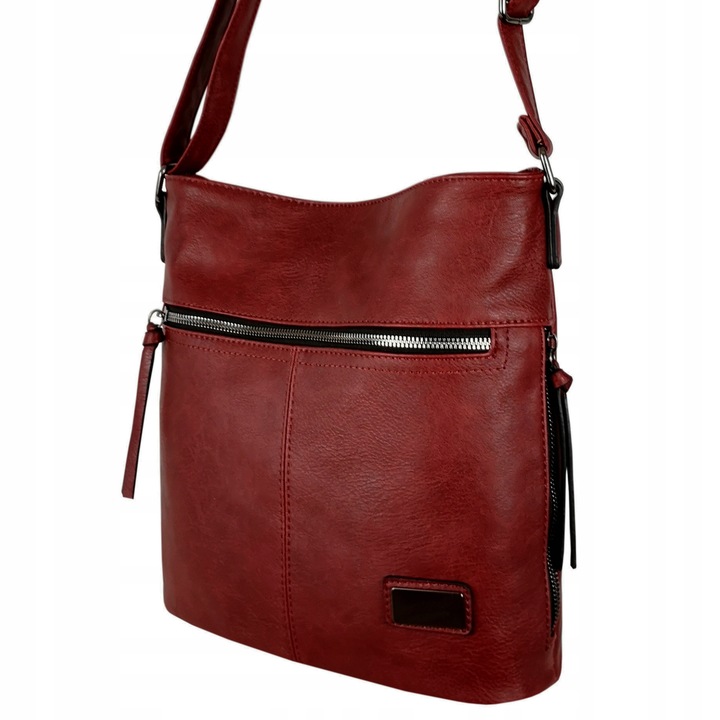 Torebka Damska Listonoszka Bordowa Torba Worek Na Ramię Długi Pasek Lekka