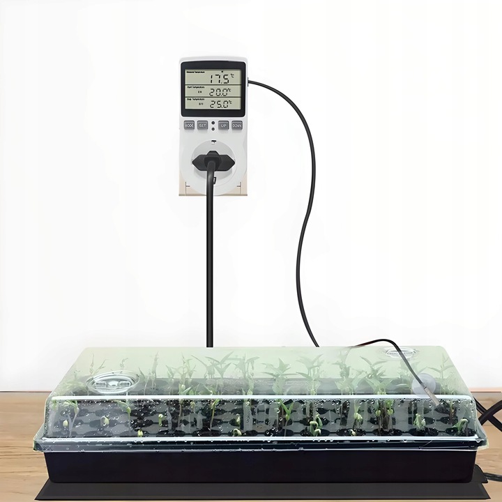 TERMOSTAT ELEKTRONICZNY CYFROWY REGULATOR TEMPERATURY 16A 250V GNIAZDO