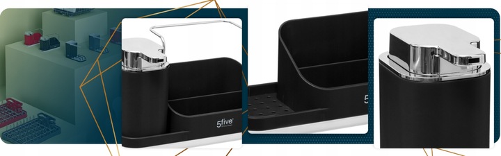 DOZOWNIK NA PŁYN DO zmywania NACZYŃ + ORGANIZER kuchenny do zlewu ZESTAW