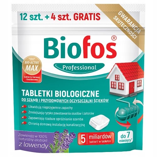 Tabletki do szamb i oczyszczalni Biofos 12 + 4 szt