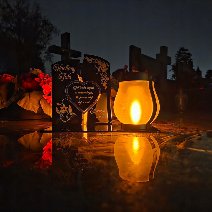WIECZNY ZNICZ SOLARNY LED Statuetka dla TATY na Grób Wszystkich Świętych