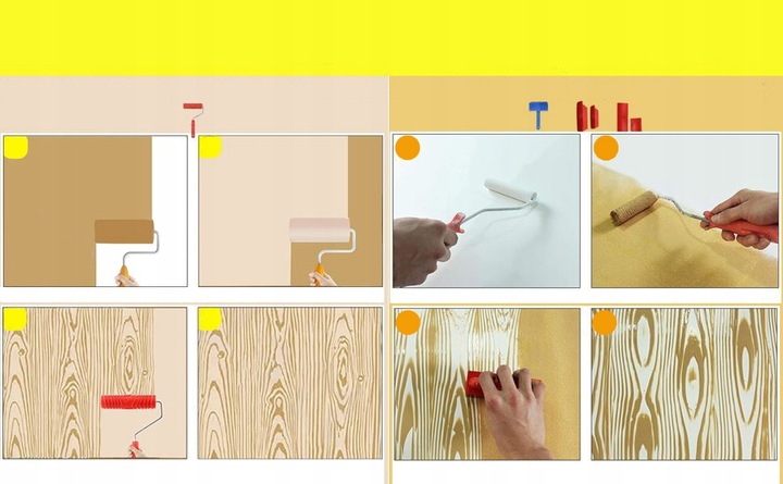 Stemple Wałek wyciskanie imitacji drewna 6 szt,MS3/MS21/MS17