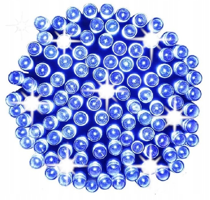 LAMPKI CHOINKOWE 500LED NIEBIESKIE + FLASH FLESZ BŁYSK 35M ZEW/WEW ISKRZĄCE