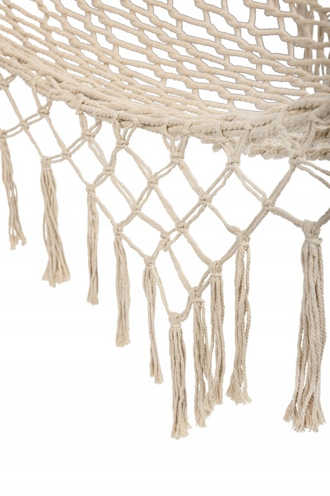 HAMAK OGRODOWY BRAZYLIJSKI BOHO SIATKA FRĘDZLE 200cm ecru 250kg