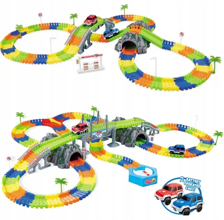 TOR SAMOCHODOWY MAGIC TRACK 5 metrów + 2 AUTKA MOST TUNELE DRZEWA WIADUKT