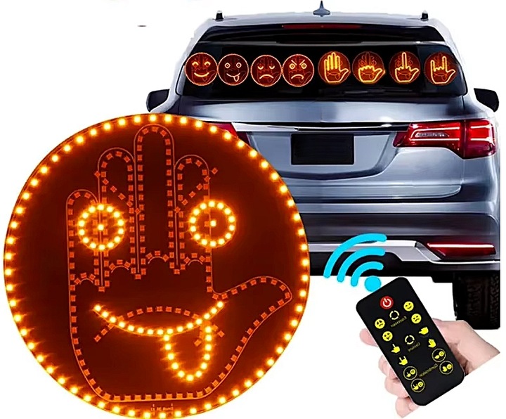 SYGNALIZATOR GESTÓW LED DO SAMOCHODU 8 GESTÓW ŚRODKOWY PALEC ! EMOTKI PILOT