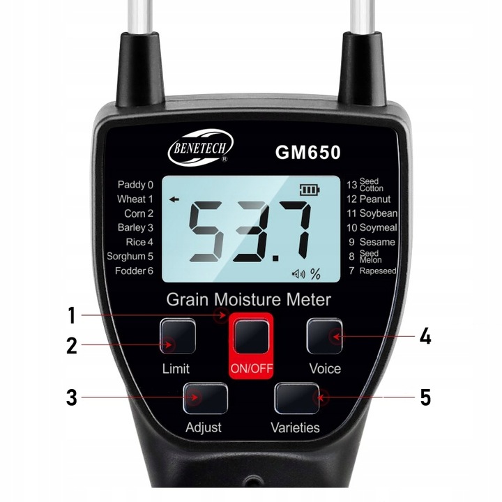 WILGOTNOŚCIOMIERZ PRECYZYJNY MIERNIK WILGOTNOŚCI ZIARNA I ZBOŻA LCD BATERIE