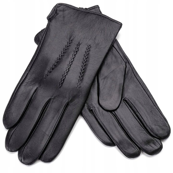 Skórzane klasyczne czarne rękawice męskie S