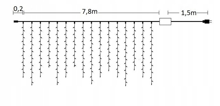 GIRLANDA SOPLE 200 LED 8M STAŁE BIAŁE CIEPŁE EFEKT FLASH FLESZ ZEWNĘTRZNE