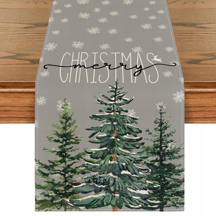 Bieżnik Świąteczny Szary 40x300 cm Dekoracja Stołu na Boże Narodzenie