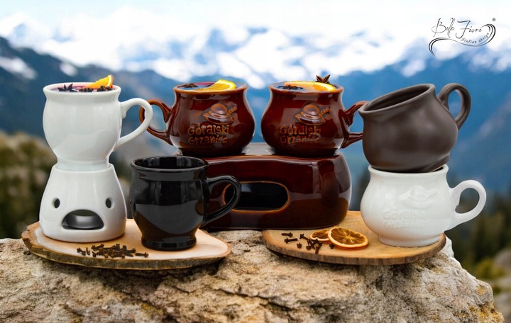 Komplet 2x KUBEK kamionkowy DO GRZAŃCA na grzane wino piwo zestaw do wina