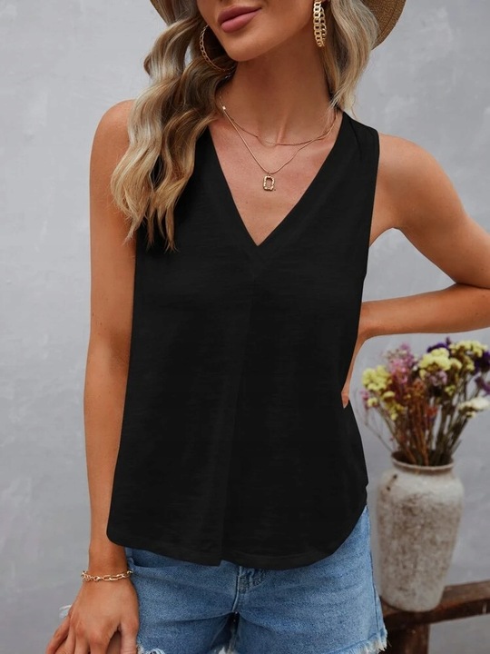 SHEIN CZARNA BLUZKA V NECK (XL)