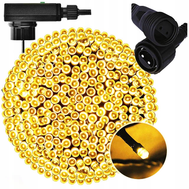 LAMPKI choinkowe świąteczne TIMER ciepły biały 12m