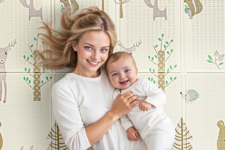 MATA PIANKOWA EDUKACYJNA SKŁADANA DLA DZIECI DUŻA MISIE BALONY 180x200