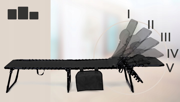 LEŻAK ogrodowy plażowy RIVA SKŁADANY leżanka REGULOWANY łóżko Z ZAGŁÓWKIEM