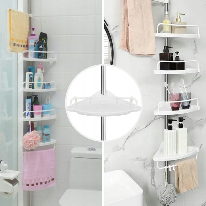 PÓŁKA ŁAZIENKOWA NAROŻNA POD PRYSZNIC TELESKOPOWA DO ŁAZIENKI KOSMETYK 305c