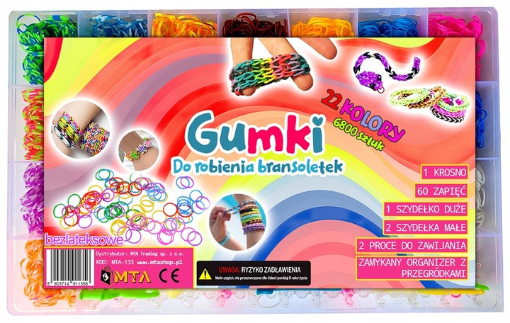 GUMKI DO ROBIENIA BRANSOLETEK DUŻY ZESTAW 6800 ELEMENTÓW XXL DLA DZIECKA