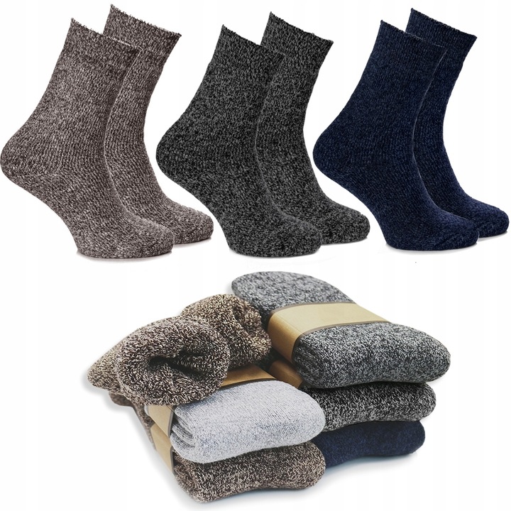 3x ULTRA CIEPŁE SKARPETKI MĘSKIE SKARPETY WEŁNIANE GRUBE Z WEŁNY 40-43