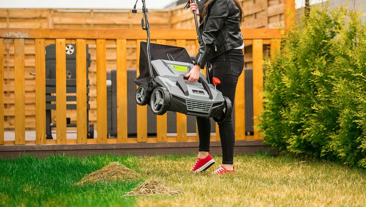 AERATOR WERTYKULATOR ELEKTRYCZNY LEHMANN DO TRAWY REGULACJA Z KOSZEM 2600W