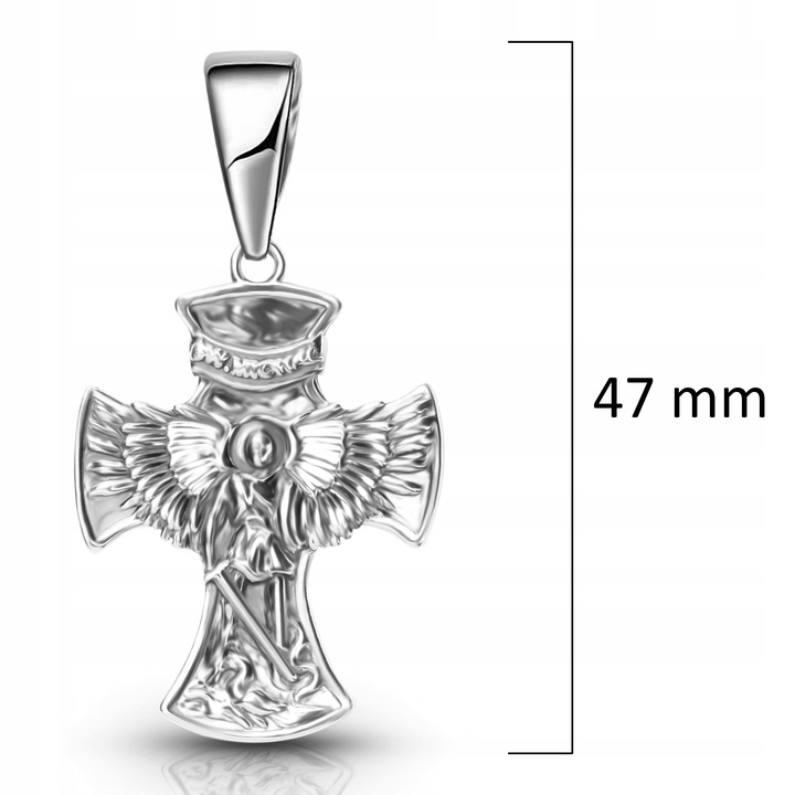 Michał Archnioł krzyżyk duży męski srebro zawieszka 925 swiety