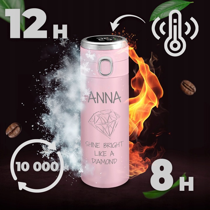 Kubek Termiczny z Grawerem Termos Smart Wyświetlacz 400ml Prezent dla Mamy