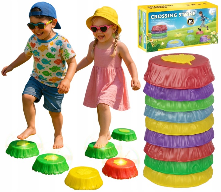 KAMIENIE BALANSUJĄCE SWIECĄCE TRENING RÓWNOWAGI SENSORYCZNE OGRODOWE 10szt.