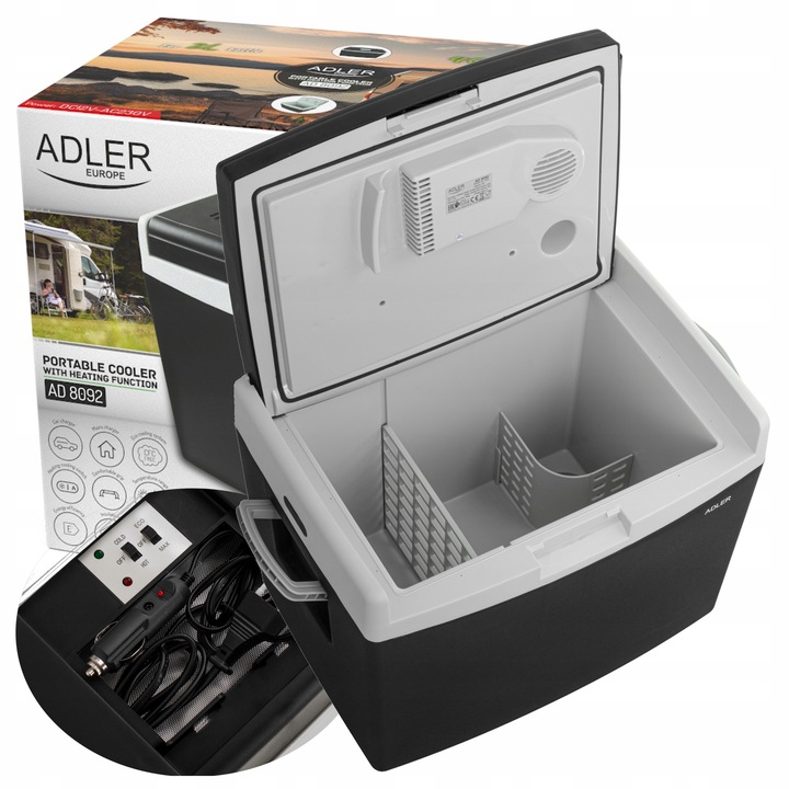 Lodówka turystyczna samochodowa AC/DC 40L chłodzenie grzanie Adler AD 8092