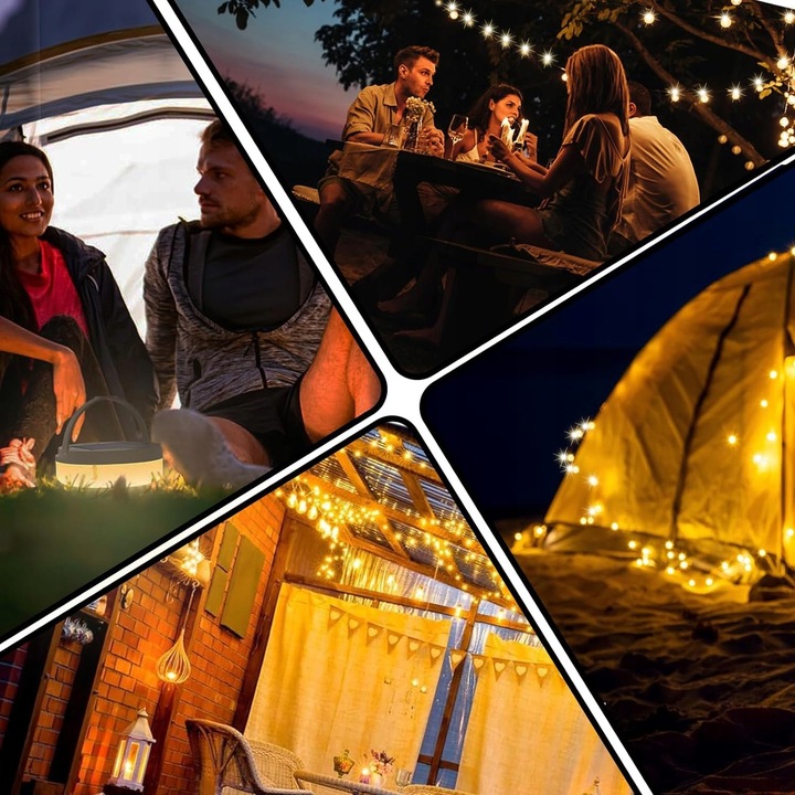 OŚWIETLENIE NAMIOTU KEMPINGOWEGO LED CIEPŁE ŚWIATŁO + BIAŁE ŚWIATŁO 1800MAH