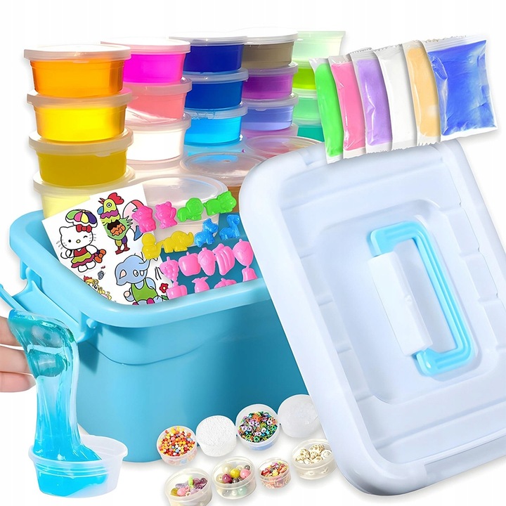 Zestaw Do Robienia Slime Fabryka Glutów w Skrzynce Piankolina 83 Elementy