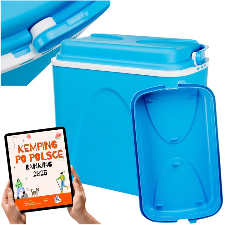 LODÓWKA TURYSTYCZNA 24L na WKŁADY MROŻĄCE niebieska do AUTA kampera PODRÓŻY