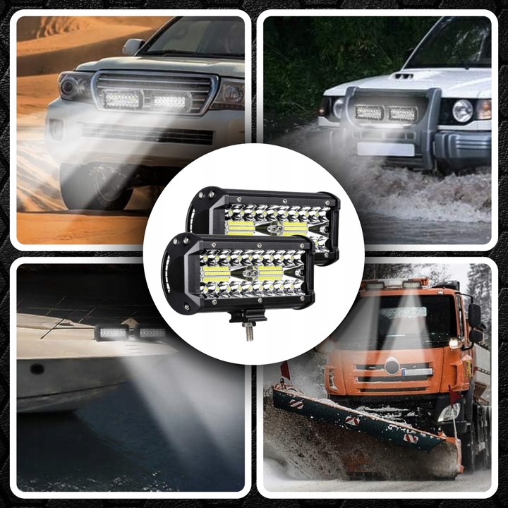 ZESTAW LAMPA ROBOCZA HALOGEN SAMOCHODOWY QUAD 2x 120W MOCNY LED CREE IP68