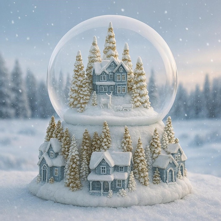 Śnieżna szklana Kula Z Pozytywką Świąteczna zimowe miasto dekoracja choinki