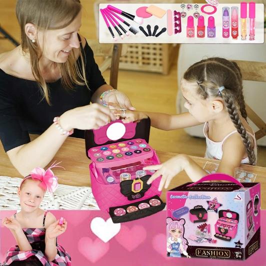 ZESTAW KOSMETYKÓW DO MAKIJAŻU I PAZNOKCI KUFEREK MAKE UP PREZENT DLA DZIECI