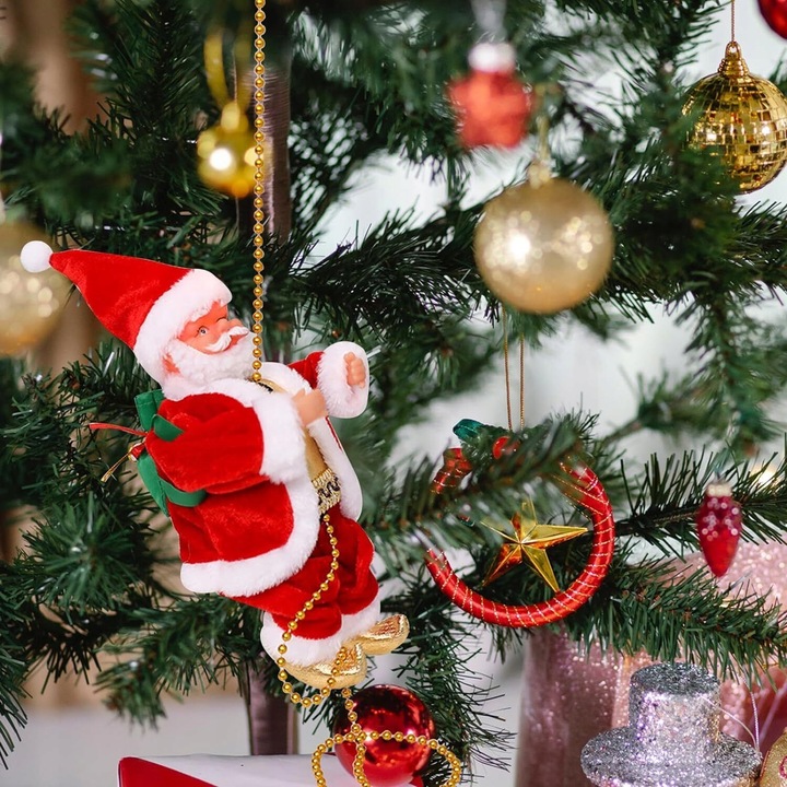 MIKOŁAJ WSPINAJĄCY SIĘ NA LINIE 100CM MELODYJKA NA PREZENT ŚWIĘTA WCHODZĄCY