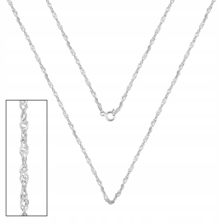 Łańcuszek srebro pr. 925 Naszyjnik Damski Srebrny SINGAPUR 50 cm x 2 mm