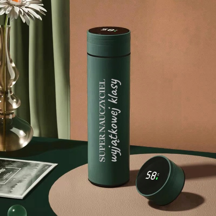 KUBEK TERMICZNY Z WYŚWIETLACZEM LED PREZENT DZIEŃ NAUCZYCIELA GRAWER JAKOŚĆ