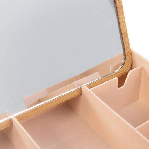 Organizer pojemnik różowy z lusterkiem NADRUK własny PREZENT URODZINY